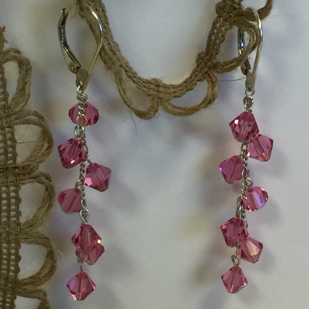 💕Pink Swarovski & Sterling Silver Earrings 💕